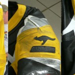 ALNE Lederkombi Reparatur Stutz Motorradrennen