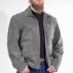 ALNE - hot-rod-leathers Texas-schlichte Nubuk Lederjacke grau Maßanfertigung