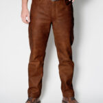 ALNE - hot-rod-leathers Lederjeans loose fit Rindleder glatt rustico natur braun