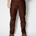 ALNE - hot-rod-leathers Lederjeans loose fit Rindleder glatt rustico espresso