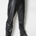 Lederjeans loose fit Rindleder schwarz