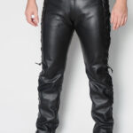ALNE - hot-rod-leathers Schnürjeans tight fit Rindleder glatt schwarz