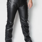 ALNE - hot-rod-leathers Schnürjeans tight fit Rindleder glatt schwarz