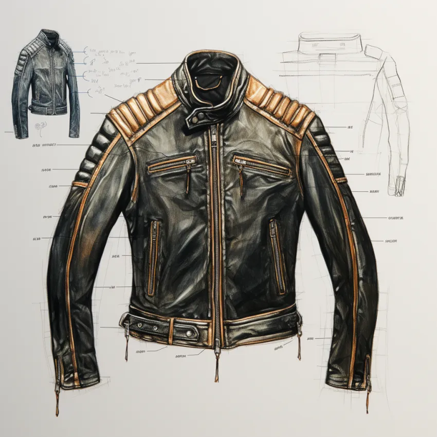 Yps7846_technical_sketch_of_leatherjacket_e8ddda77-aeb4-4c98-99e9-0e7f94b9960e ALNE Lederbekleidung GmbH hot-rod-leathers Designer Konzept Lederjacken