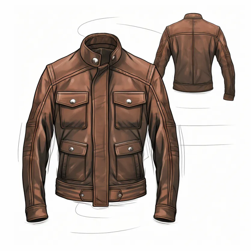 Yps7846_technical_sketch_of_leatherjacket_with_two_side_pockets_073eac2d-b35b-4acf-86ee-1fb6fa9f1579 ALNE Lederbekleidung GmbH hot-rod-leathers Designer Konzept Lederjacken