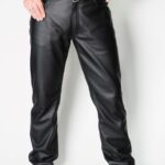 ALNE - hot-rod-leathers Lederjeans tight fit Rindleder glatt schwarz